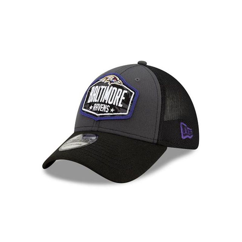 NFL Baltimore Ravens Draft 39Thirty Stretch Fit (PZT3775) - Grey New Era Caps